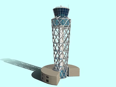 Modern Architectural Tower With Metal Lattice Framework And Glass Enclosed Top 3d model