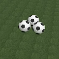 Three Black And White Soccer Balls On Green Grass Sports Equipment
