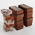 Stacked Aged And New Red Bricks With Textured Surfaces As Construction Elements
