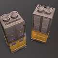 Vintage Black And Yellow Storage Lockers With Doors Vents And Wheels