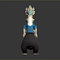 Cartoon Creature Character With Blue Shirt Gray Pants Blue Eyes Light Fur And Long Tail