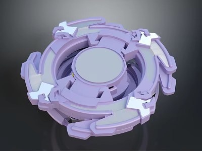 Purple Geometric Spinning Toy With Symmetrical Blades And Circular Base 3d model