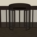 Modern Revolving Door Entrance With Glass Panels And Metal Frame Design
