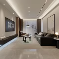 Modern Living and Dining Room Interior With Sofa Coffee Table TV and Decorative Plants