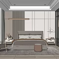 Modern Bedroom Interior With King Bed Nightstands Armchair Large Window Glass Wardrobe And Soft Rug