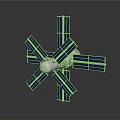 Detailed Space Station Model with Cross Shaped Solar Panels and Central Module
