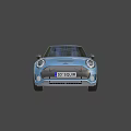 Blue Mini Five Door Hatchback With Sporty Design And Black Wheels