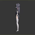 Game and Movie Character With Cat Ears Gray Hair Green Eyes Gray Dress White Stockings