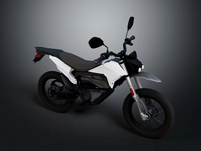 Modern White Off Road Motorcycle Design With Sleek Body Black Seat And Thick Tires 3d model