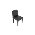 Black Leather Stool With Backrest And Wooden Legs Featuring Stitched Details