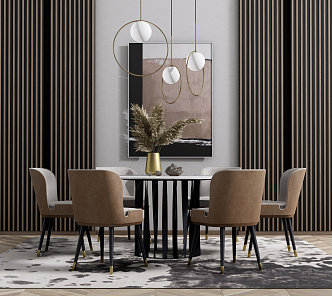 Light Luxury Dining Table and Chair Combination 3d model