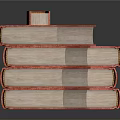 Elegant Red Cover Books With Golden Decorations Stacked On Black Reflective Surface