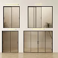 Different Sliding Door Designs With Transparent Frosted Ribbed Glass And Black Frames