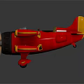 Red Biplane Toy Airplane With Yellow Accents And Cartoon Design Details