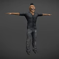 3D Character Model With Mohawk Hairstyle Plaid Shirt Jeans And Outstretched Arms