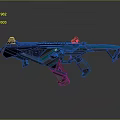 Futuristic Sci Fi Weapon Design With Neon Blue Green And Purple Illuminated Details
