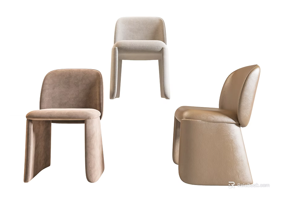 Modern Dining Chairs With Beige Light Brown Tones Sleek Design And Padded Seats 3d model 