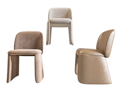Modern Dining Chairs With Beige Light Brown Tones Sleek Design And Padded Seats 3d model