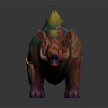 Mythical Boar Game Character With Floral Mane Mushroom Details And Vibrant Colors