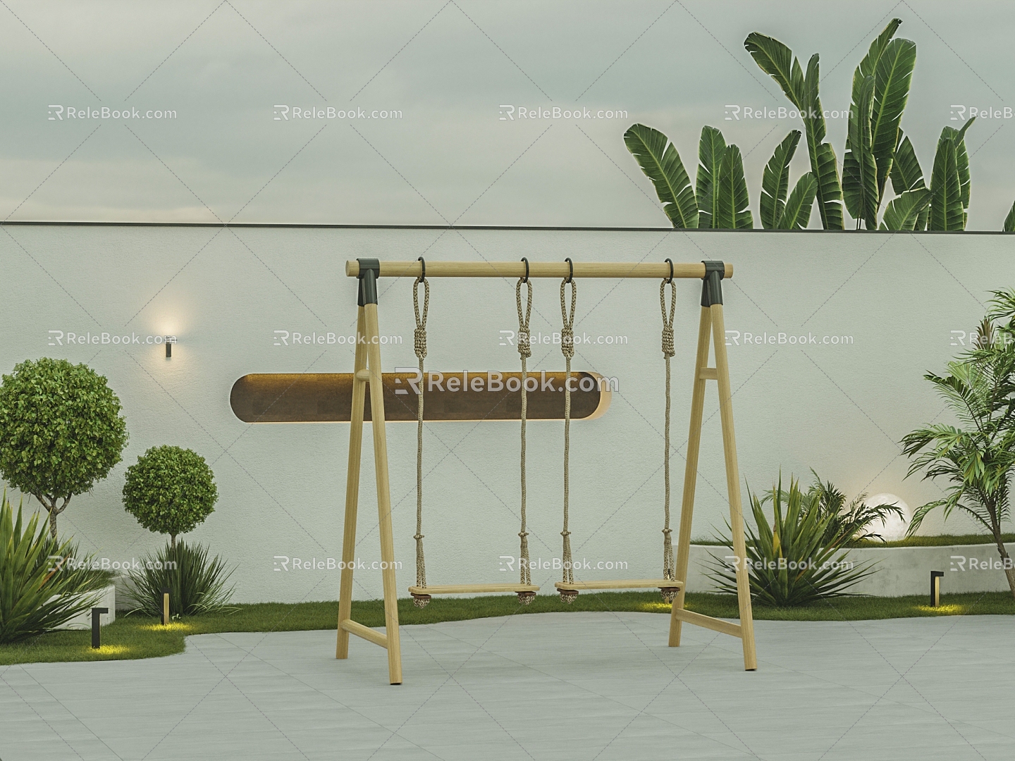 Modern Swing Light Color Garden Swing 3d model