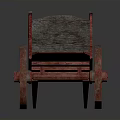 Vintage Red Wooden Cart With Large Spoked Wheels And Wooden Cargo Bed