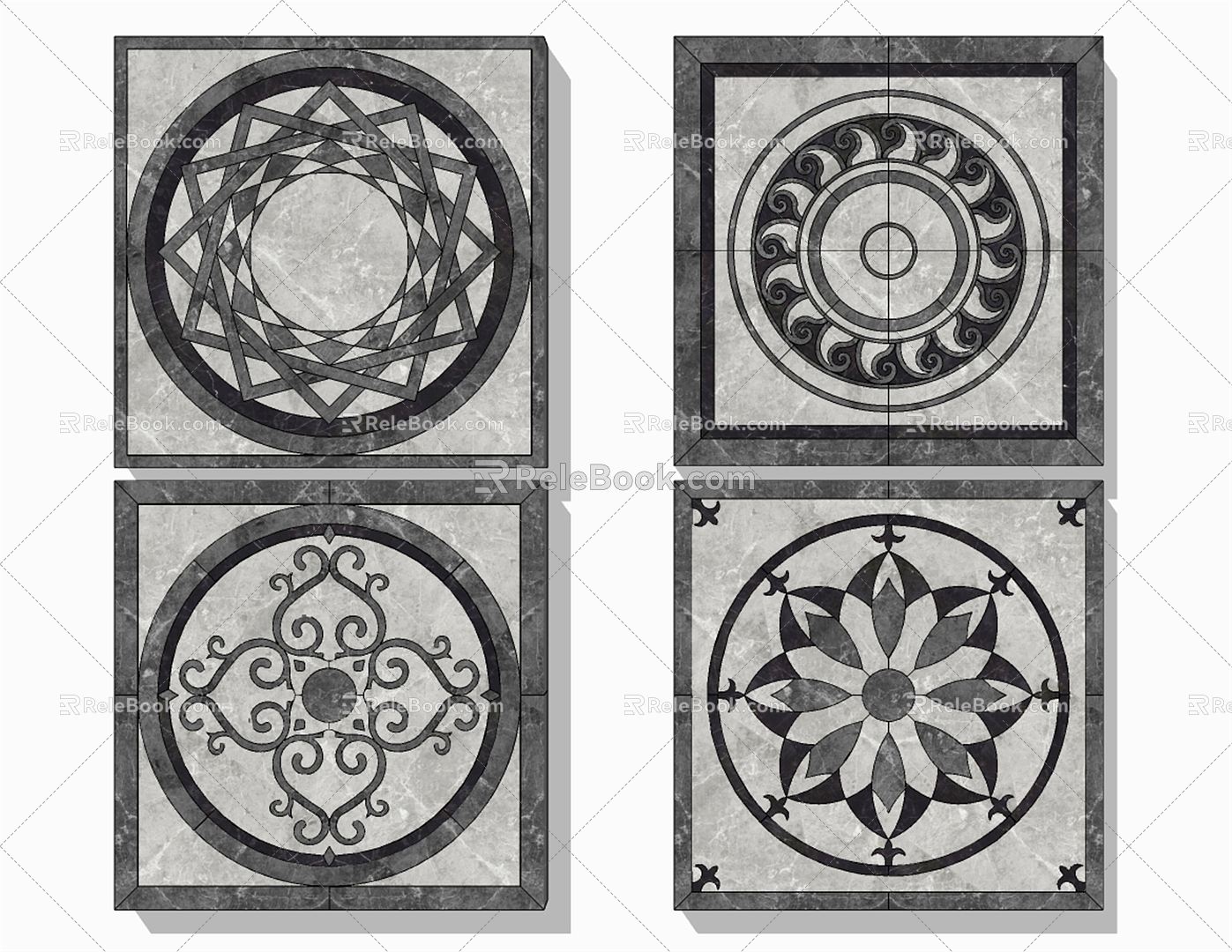 Modern Tile Marble Stone Parquet Ground Ring Edge 3d model