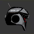 Futuristic Metallic Helmet Design With Black Silver Red Accents Visor And Antenna