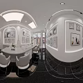 Elegant Modern Open Dining Room With White Marble Table Wall Art And Green Plants