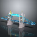 London Tower Bridge Architecture With Blue Structure Golden Tops And Grey Piers