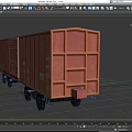 Rusty Red Freight Train Car With Metal Structure Wheels And Side Grilles 3d model