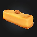 Delicious Yellow Rectangular Cake With Almond Topping And Soft Texture 3d model