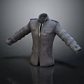 Gray Stand Collar Coat With Zipper Front And Textured Fabric Design