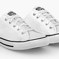 Classic White Canvas Slip On Shoes With Lace Up Design And Black Sole