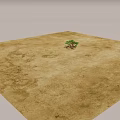 Whimsical Cartoon Scene With Old Pine Tree Twisted Roots And Stone Base On Sandy Ground
