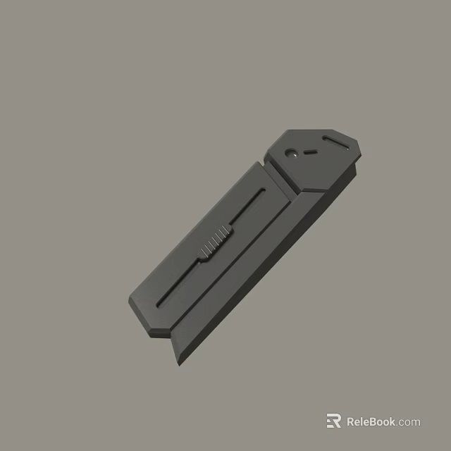 Gray Mechanical Component With Long Strip Design Grooves And Mounting Hole 3d model 