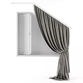 Gray Curtain Design For Window With Elegant Drapes And Soft Fabric 3d model