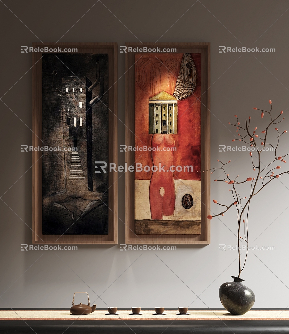 Antique Decorative Painting Abstract Hanging Painting High-end Custom Hanging Painting Frame 3d model