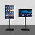 Two Modern TVs on Mobile Stands with App Icons and AVATAR 3d model
