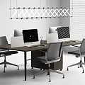 Large Modern Office Desk With Computer Monitors Office Chairs And Pendant Light