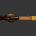 Fantasy Weapon Hammer Design With Orange Head Red Handle Transparent Section Golden Patterns And Chain