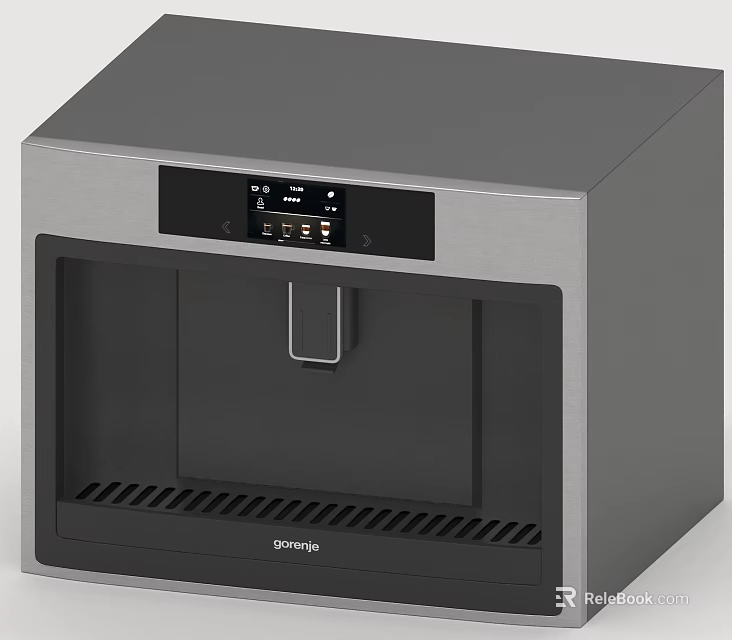 Modern Gray Kitchen Appliance With Digital Display Front Door And Grille Design 3d model 