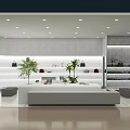 Modern Shopping Mall Store Interior With Display Shelves Green Plants And Bright Lighting