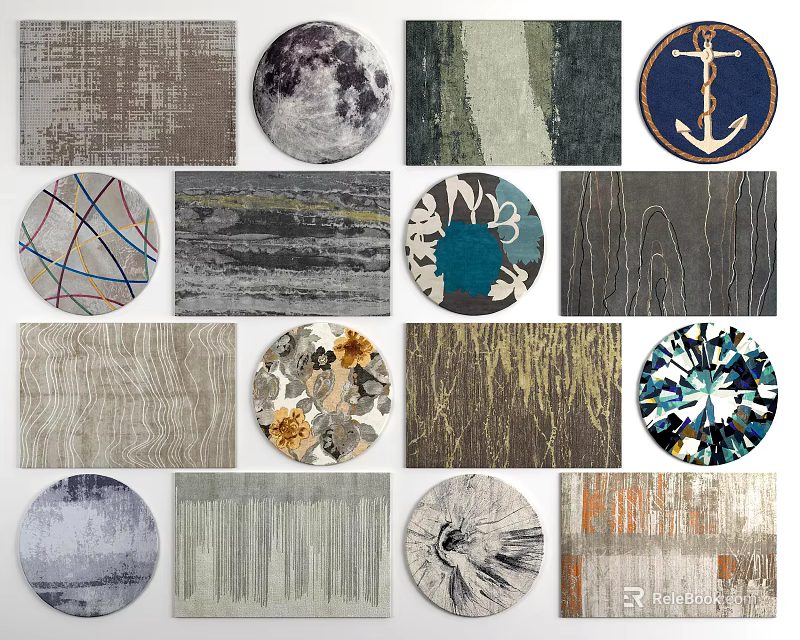 Square Rugs With Various Abstract Patterns And Modern Textures For Home Decor 3d model