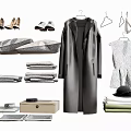 Complete Clothing Collection With Coat Dress Shoes Hat Towels Pillows And Hangers On
