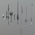 Various Historical Weapon Designs Including Swords Axes Daggers And Spears