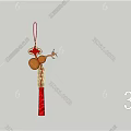 Traditional Chinese Red Hanging Ornament With Gourd Shape And Golden Tassel Decoration