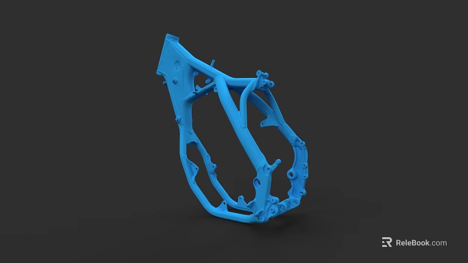 Blue Motorcycle Frame 3D Model Detailed Structure For Bike Chassis Part 3d model 