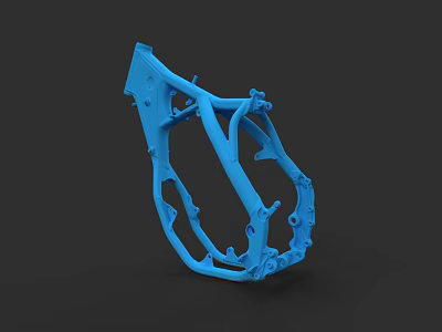 Blue Motorcycle Frame 3D Model Detailed Structure For Bike Chassis Part 3d model