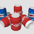 Refreshing Carbonated Soft Drink Cans Standing And Lying With Water Droplets