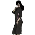 Elegant Woman In Traditional Black Qipao With Mandarin Collar And Ponytail Hairstyle